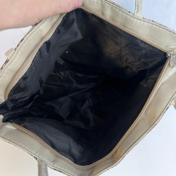 Tapestry Tote Bag Lightweight Top Zip Thin Boho Country Cottage Square - Picture 7 of 9